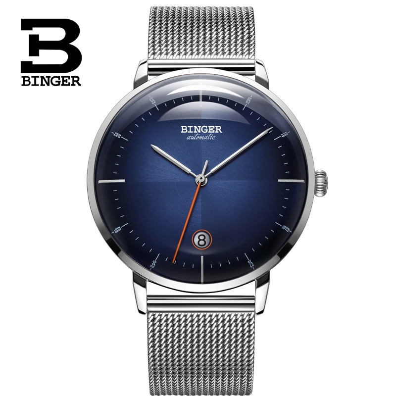Switzerland BINGER Automatic Watch Men Top brand MIYOTA Movement Mechanical Sapphire Calendar 50m Waterproof Steel Relogio | Наручные