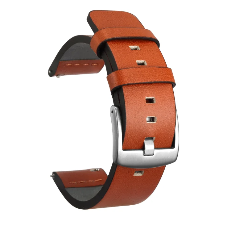 Orange Silver 22 мм 20 мм ремешок для часов из натуральной кожи для samsung Galaxy Watch 42 46 мм gear S3 Frontier Quick Release 24 18 ремешок для Amazfit Bip - Цвет ремешка: Orange Silver