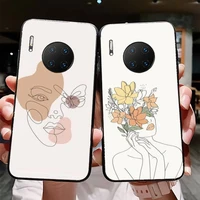 yinuoda line art sketch flower girl phone case for huawei mate 20 10 9 40 30 lite pro x nova 2 3i 7se