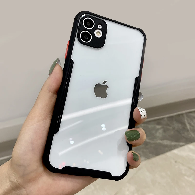 Luxury Airbag Shockproof Clear Case For iPhone 13 12 11 Pro Max Mini iPhone X XS XR 7 8 Plus SE 2020 Transparent Silicone Cover