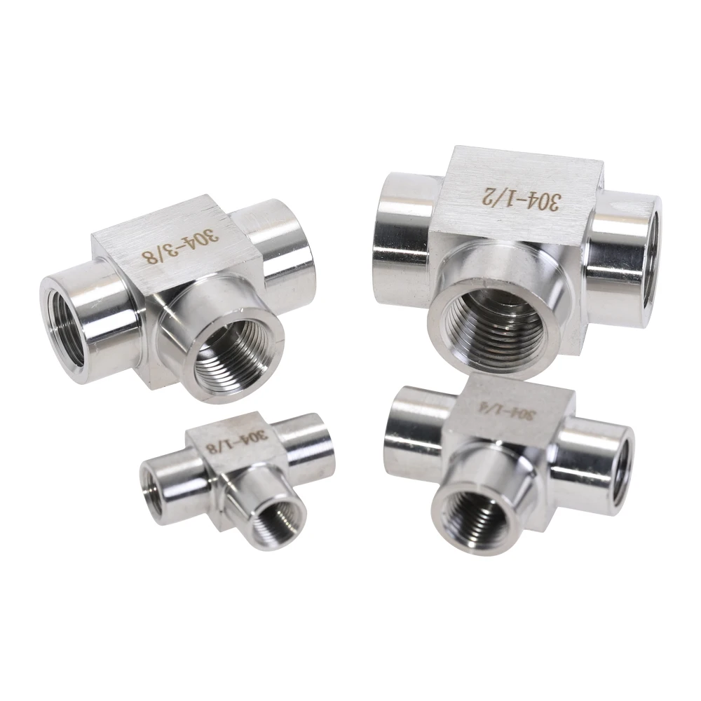 304 нержавеющая сталь 1/8 &quot1/4&quot 3/8 &quot1/2&quot BSPT Женский тройник с резьбой 3 способа