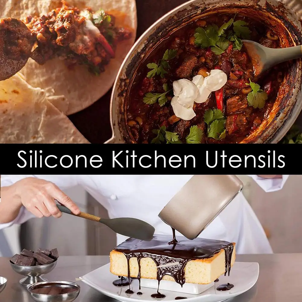 10 шт./компл. Силиконовая ручка для супа ложка яиц лопатка щетка скребок паста