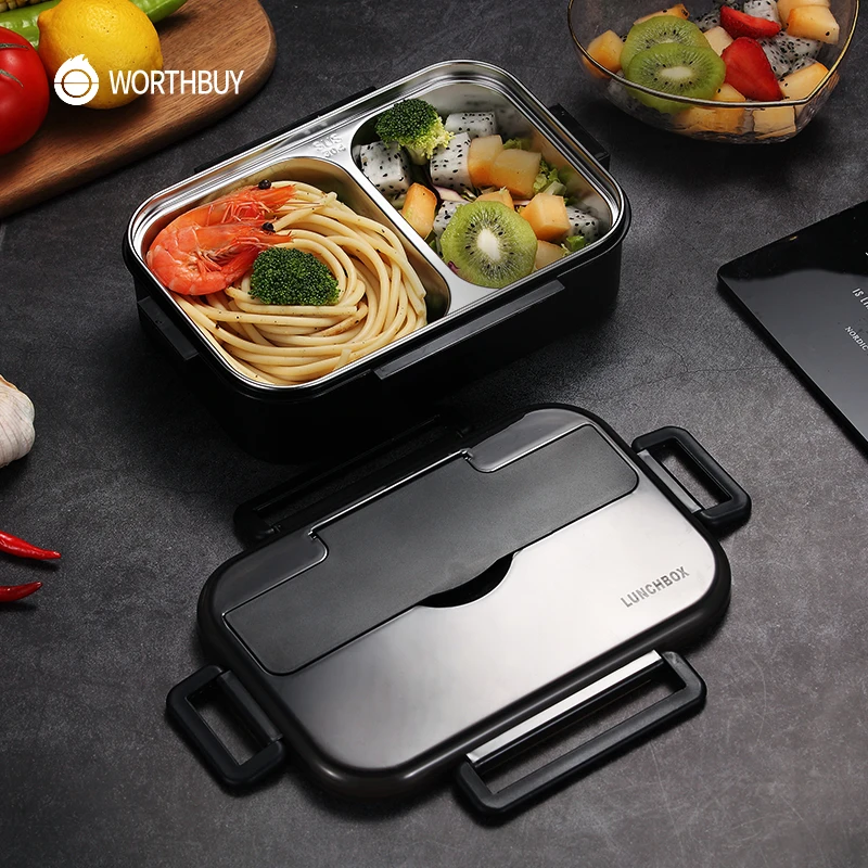 WORTHBUY японский детский Ланч бокс с отсеками 304 Нержавеющая Сталь Bento коробка для