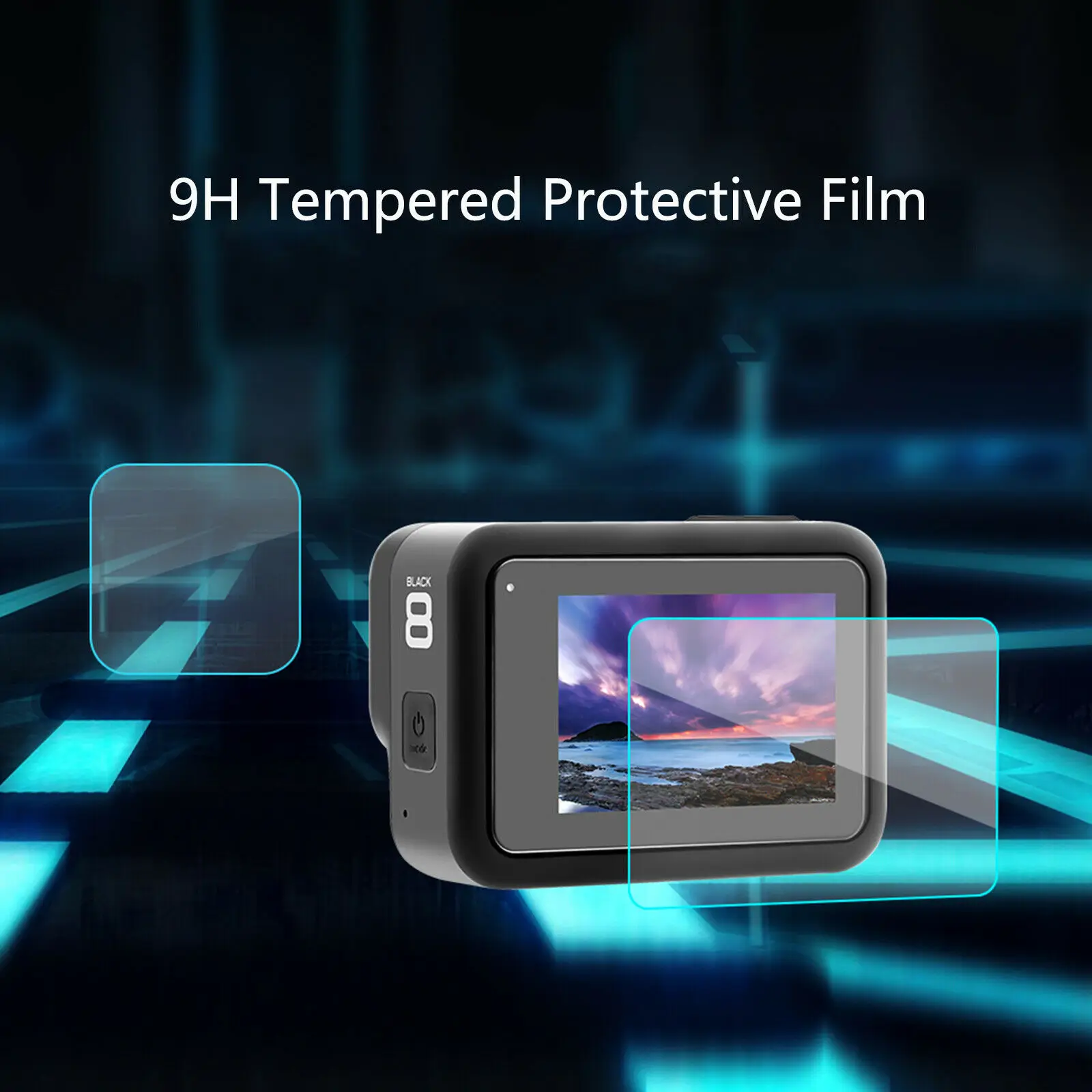 Закаленное стекло для защиты экрана GoPro Hero 8 Черная защитная пленка объектива Gopro8