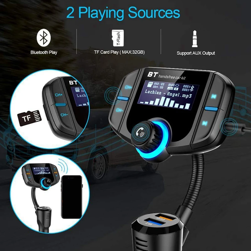 Bt70 Fm передатчик автомобильное радио Bluetooth Комплект двойной USB Qc3.0 Беспроводной Mp3