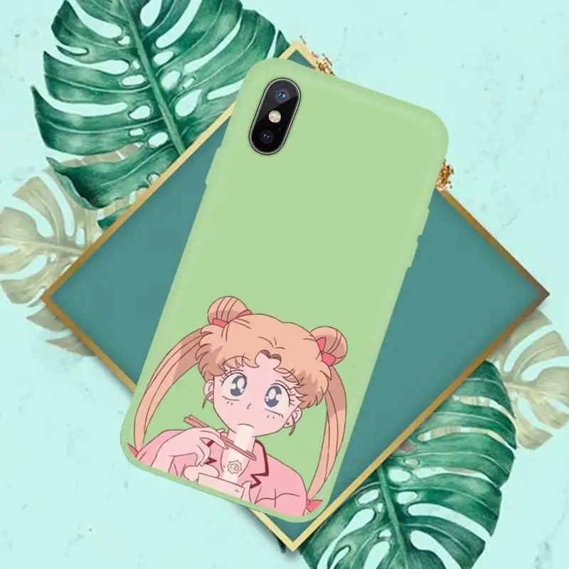 

Sailor Moon Phone Case Green Candy Color for iPhone 11 12 mini pro XS MAX 8 7 6 6S Plus X SE 2020 XR