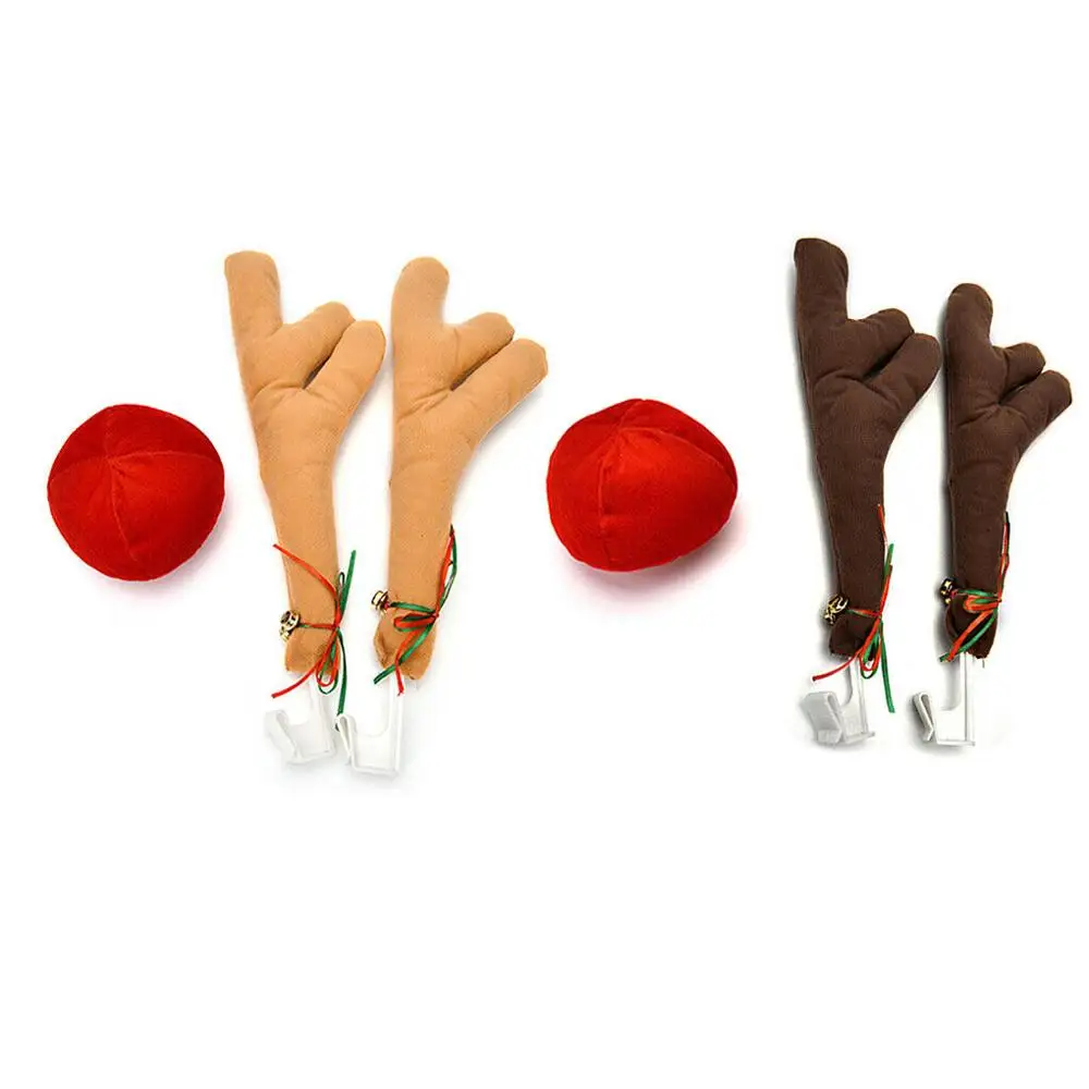

Reindeer Christmas decoration car vehicle nose horn costume Set Rudolf Christmas Reindeer antlers ornaments elk antler car Decor