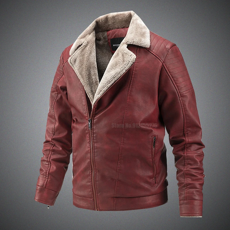 

Мужская куртка из искусственной кожи, теплая Толстая ветровка с шерстяной подкладкой, байкерская куртка для зимы,-20 градусов
