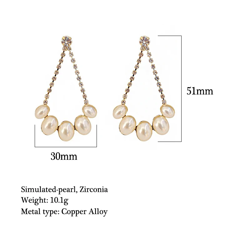 

Elegant 3A Shiny Zirconia Simulated Pearl Pendant Dangle Earrings Mujer Moda Gifts Korean New Fashion Wedding Jewelry for Women