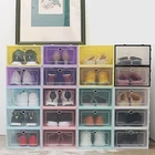 Складной пластиковый чехол для обуви, утолщенный Прозрачный чехол для ящика, металлическая коробка, органайзер для обуви, коробка для обуви