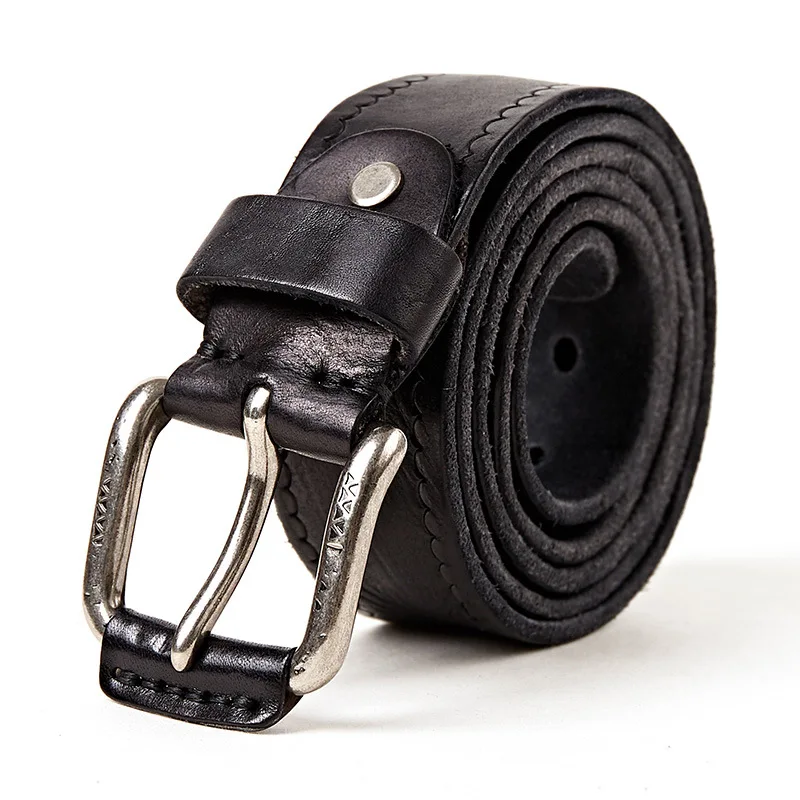 Belt Genuine Leather For Men High Quality Black Buckle Jeans Belt Cowskin Casual Belts Business Belt Cowboy Waistband
