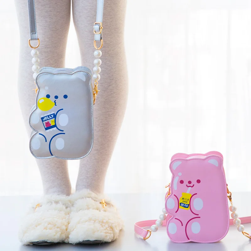 Bentoy модные жемчужные ПУ сумки через плечо мультфильм Медведь телефон сумка для