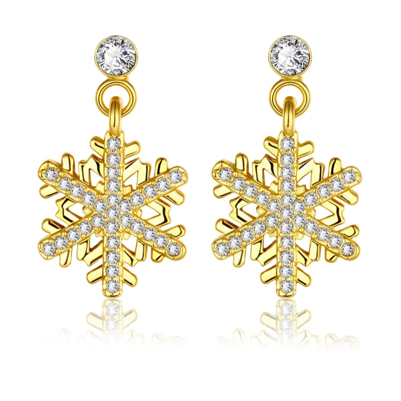 Светло Снежинка Белый кубический цирконий золотые серьги подвески для женщин