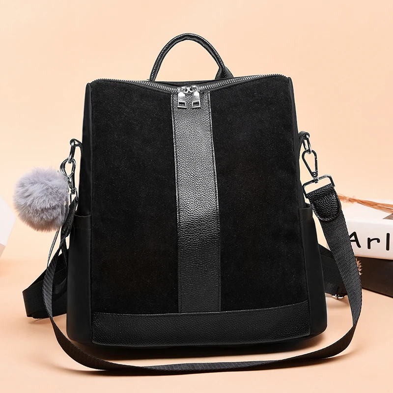 Женский модный замшевый кожаный рюкзак лоскутные рюкзаки для девочек подростков