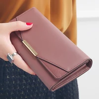 aliwood trendy long womens wallets clutch simple matte leather splice women purses zipper coin purse phone pocket high quality