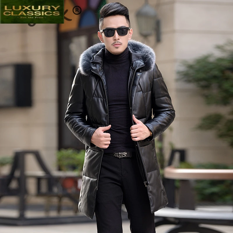 

Down Winter Jacket Men's Real Fox Fur Hooded 2021 New 90% Thick Warm Duck Down Coat Streetwear Slim Overcoat Hiver HN1719