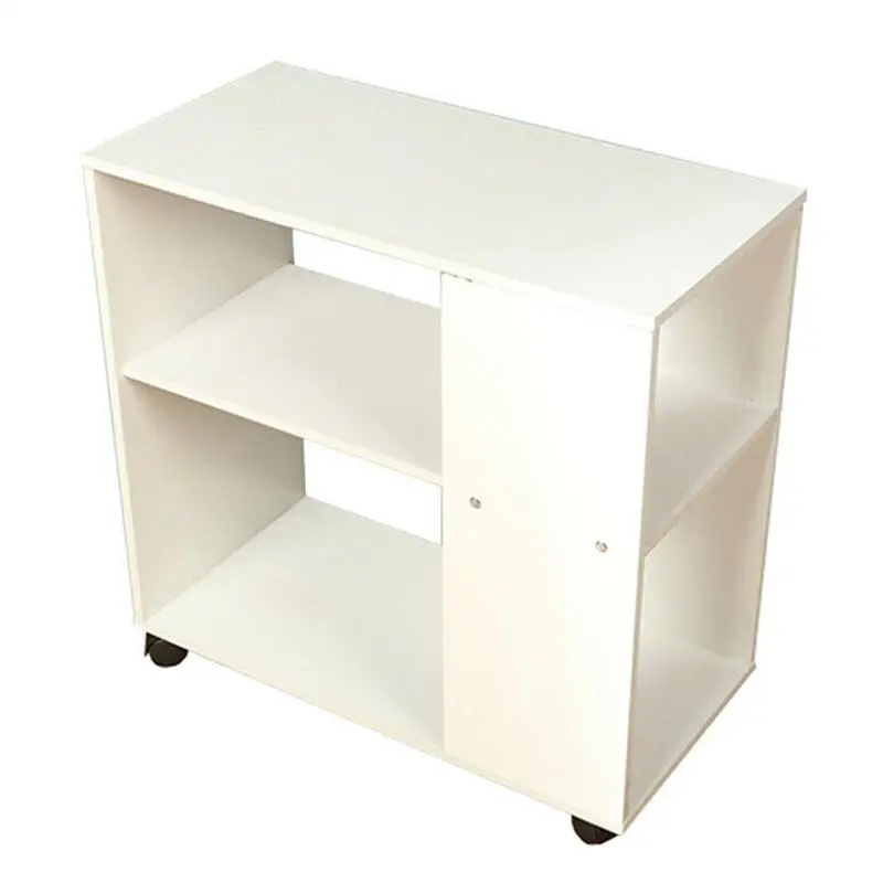 

Simple Modern Bedside Table with 4 Wheels Removable Mini End Table Storage Shelf Nightstand (Warm White, 60cm)