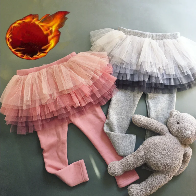 Весенне-зимние леггинсы для девочек юбка-брюки многослойная юбка плотные теплые