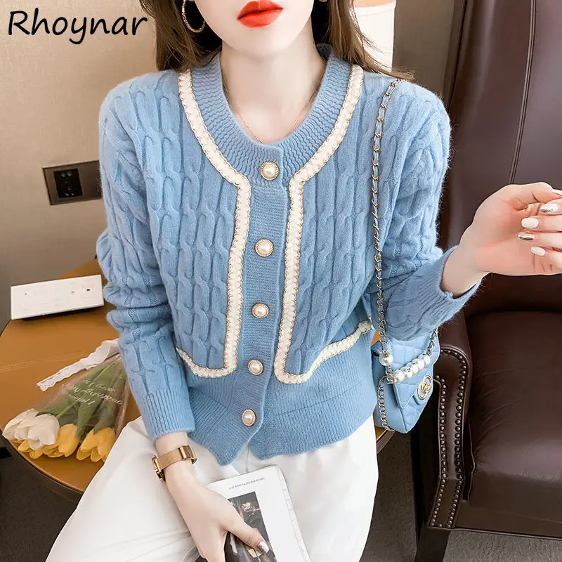 

Cardigan Women Fashion Patchwork Preppy Style Single Breasted All-match Slim Popular Ulzzang Vintage Elegant Harajuku Chic New