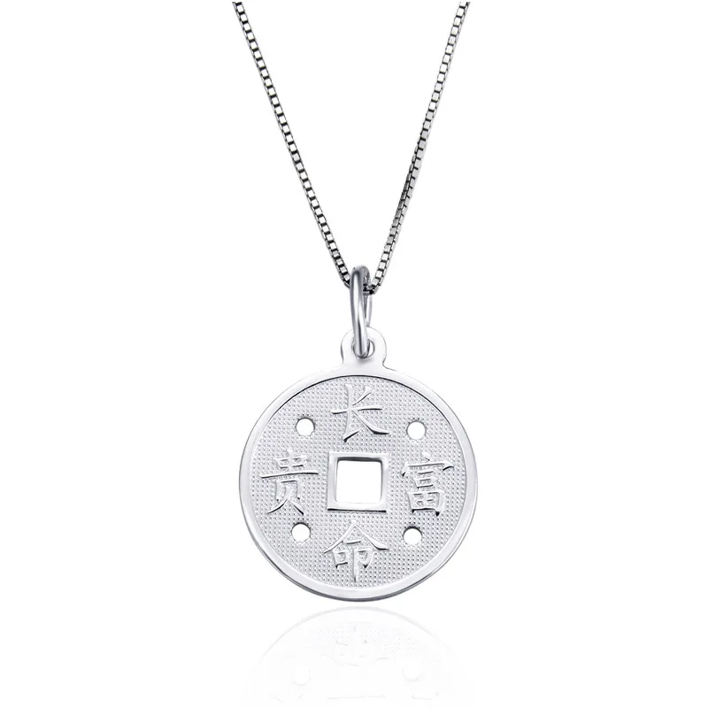 

AGLOVER Fashion S990 Sterling Silver Necklace Carved Into Peace For Women Necklace Luxury Wedding Jewelry Gift