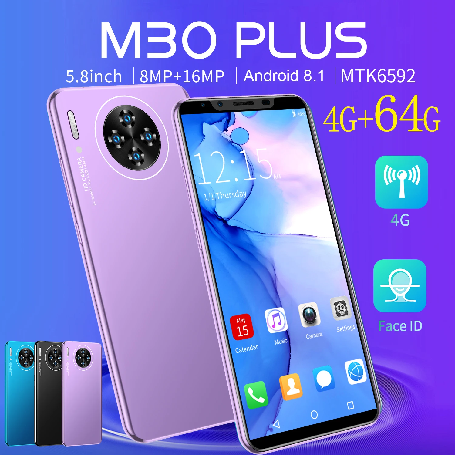 

Cheap Phone Galxy M30 Plus 5.8 Inch MTK6592 Andriod8.1 4+64GB 8 Core Smartphones 8+16MP Camera Global Version Mobile Cell Phone