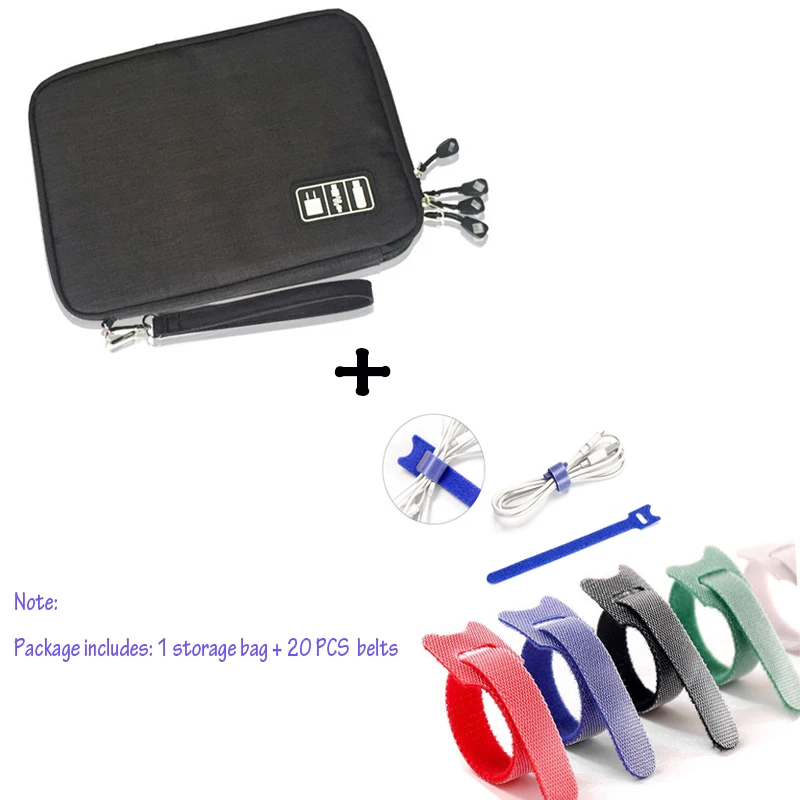 Black-M-Set TUUTH дорожный кабель для хранения сумка Органайзер электронный цифровой водонепроницаемый iPad органайзер USB кабель для передачи данных и зарядки провода - Цвет: Black-M-Set
