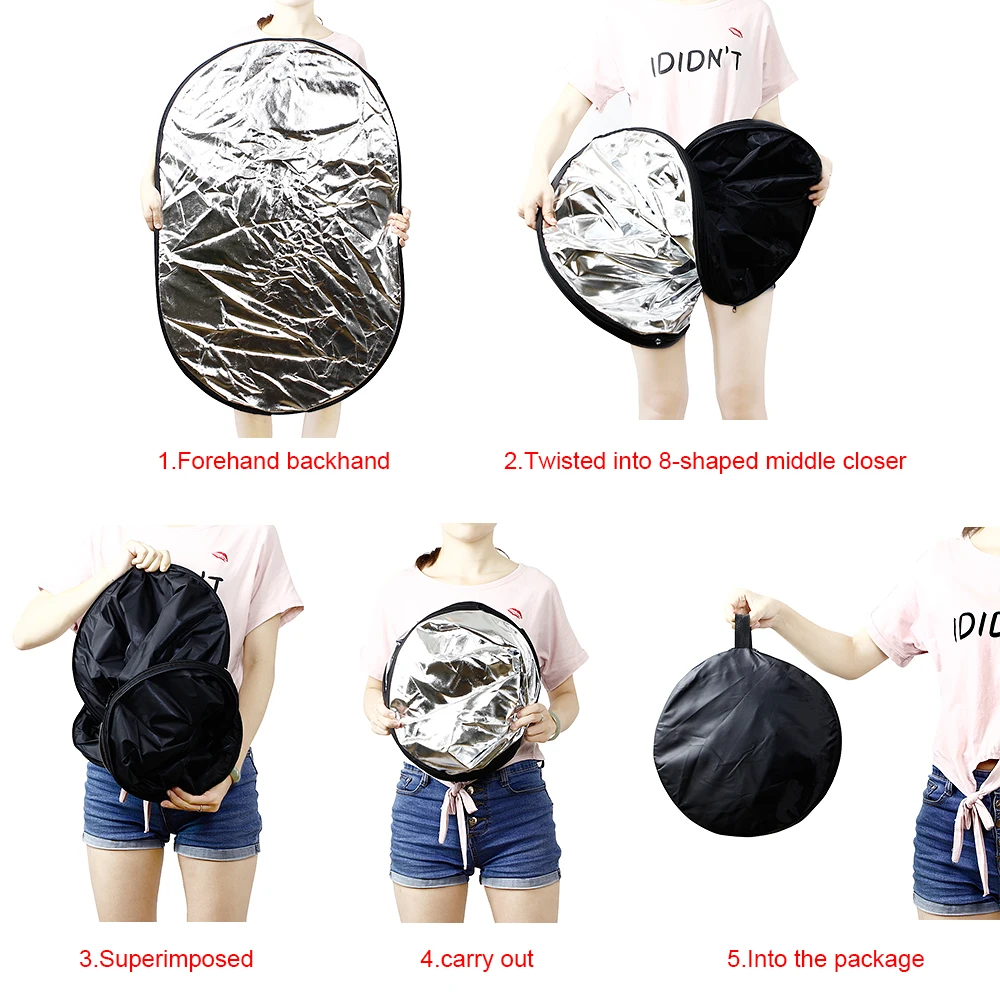 

New 24''x35'' 5 In 1 Multi Disc Photography Studio Photo Oval Collapsible Light Reflector Handhold Portable Photo Disc Scrims