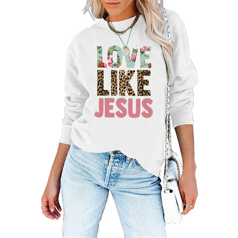 

Solid Color Sweatshirts Unisex Spring Autumn Fashion Round Neck Printed LIKE LOVE Loose Plus Size Casual Streetwear Hoodies Tops