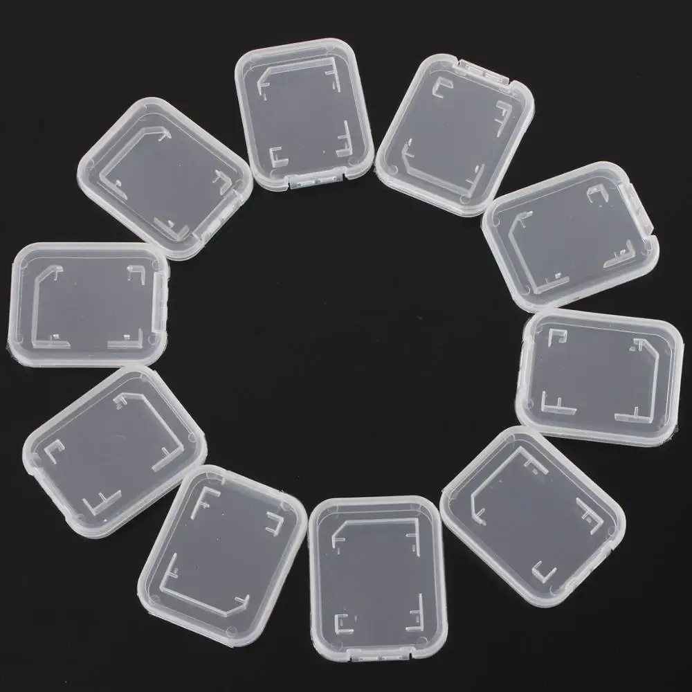 10PCS Portable Transparent Case Holder Box Storage Clear Standard Memory Plastic Card Case for Standard SD SDHC TF Memory Card