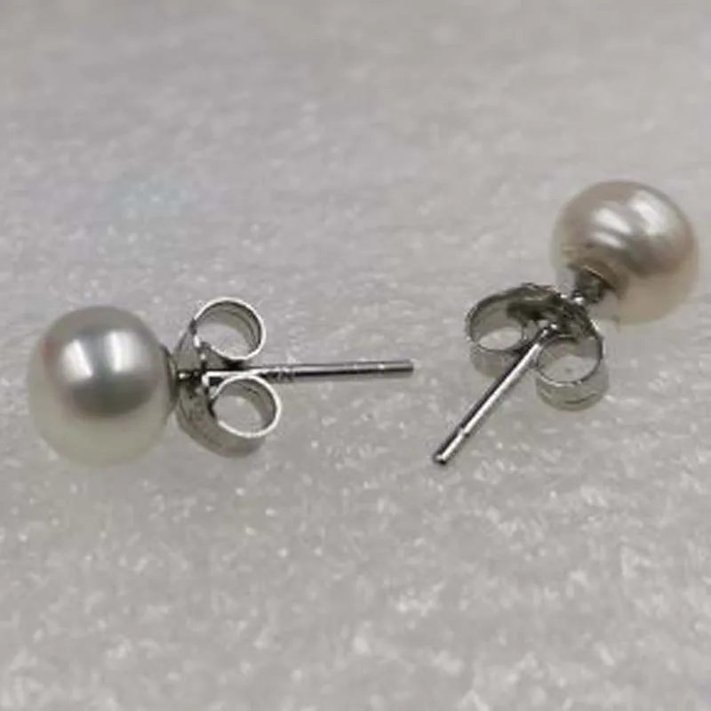 

4 Pairs 6-7mm button freshwater pearls studs earrings for women silver post