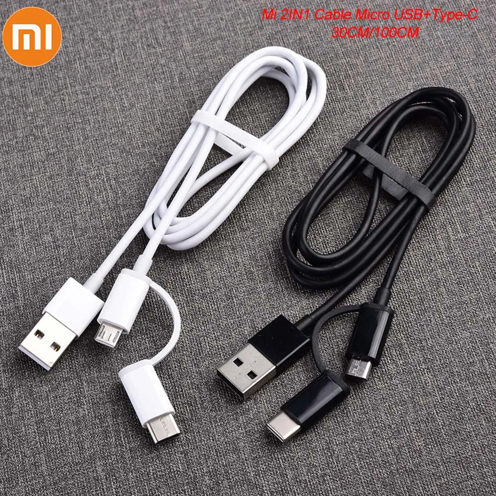 Кабель для быстрой зарядки Xiaomi Mi 2 в 1 Micro USB + Type C кабель Redmi Note 7 8 Pro 5 6 9 SE CC9 A2 A3|Кабели
