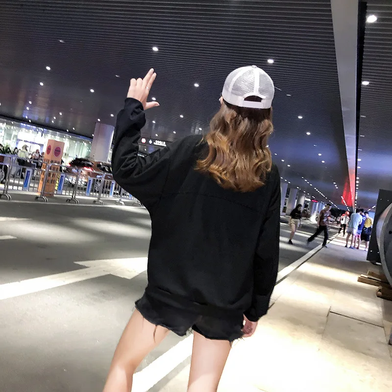 

Letter Print Sweatshirt Women 2021 New Spring Autumn Pocket Sweatshirts Zip Up Korean Style Loose Fashion Tops H134