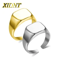 xidnt 2021 fashion simple style golden silver square open ring classic wedding engagement party jewelry mens gift high quality