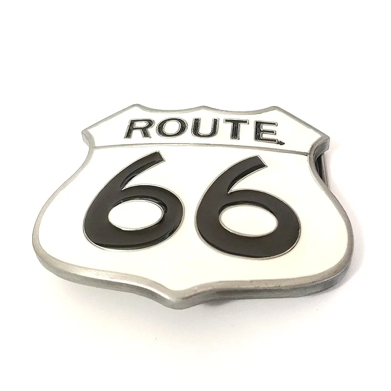 Классическая мужская пряжка для ремня Route 66 белая черная металлическая