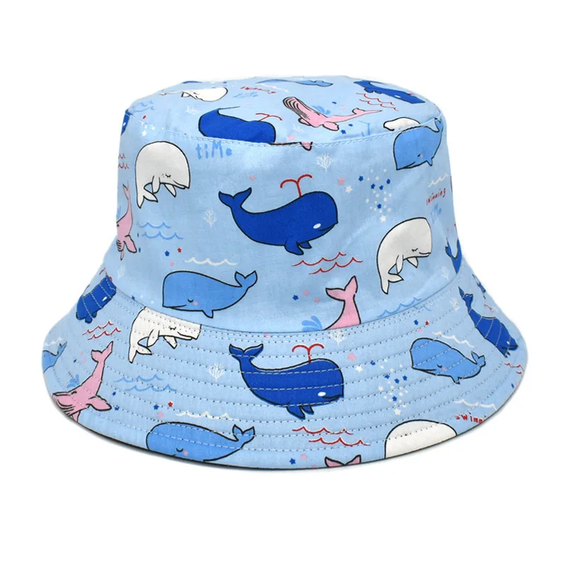 Women Summer Fisherman Hat European American Fashion Whale Print Bob Double-sided Basin Trendy Men Sunscreen Panama Sun |