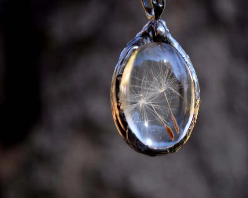 

Ожерелье QIMING ручной работы с подвеской из драгоценного камня и стекла одуванчика для женщин, черное винтажное ожерелье-амулет в подарок