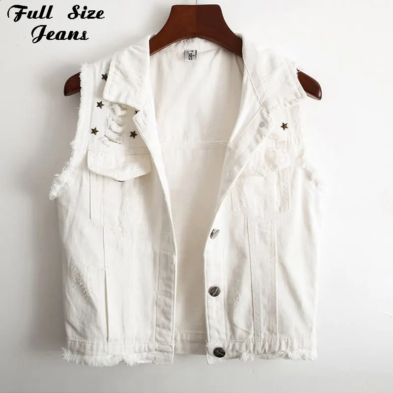 

Women's Coat Vest Plus Size Summer Studded Frayed Vest Sleeveless Tops 4Xl 5Xl Women'S Jackets Female Outerwear Streetwear