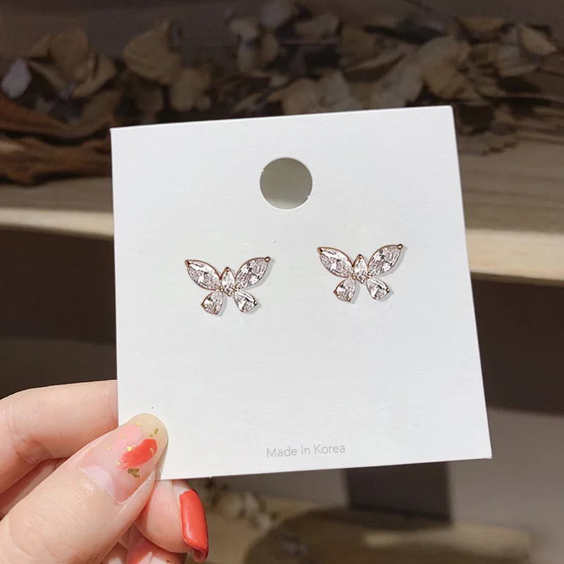 

New Butterfly Joker Fashion Earrings Commuter Temperament Rhinestone Earrings