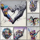 Художественное граффити жест картины граффити любовь в форме сердца Холст постер картина для семьи гостиная настенное украшение