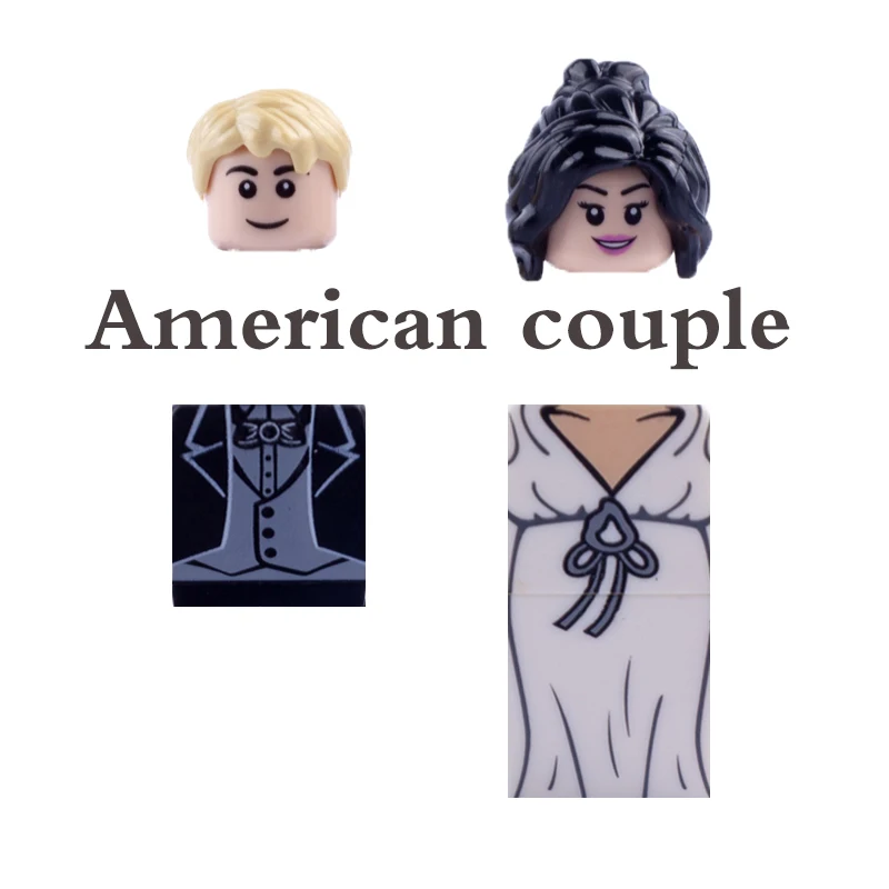 

MOC DIY Building Blocks Wedding Action Figures Bride Groom Western Couple Valentine's Day Gift Assemble Particle Model Toys