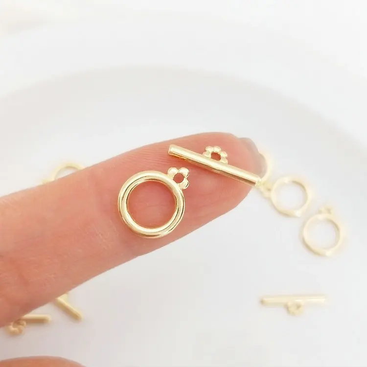 

10MM 14K Gold Color Plated Brass Round Bracelet O Toggle Clasps High Quality Diy Jewelry Accessories