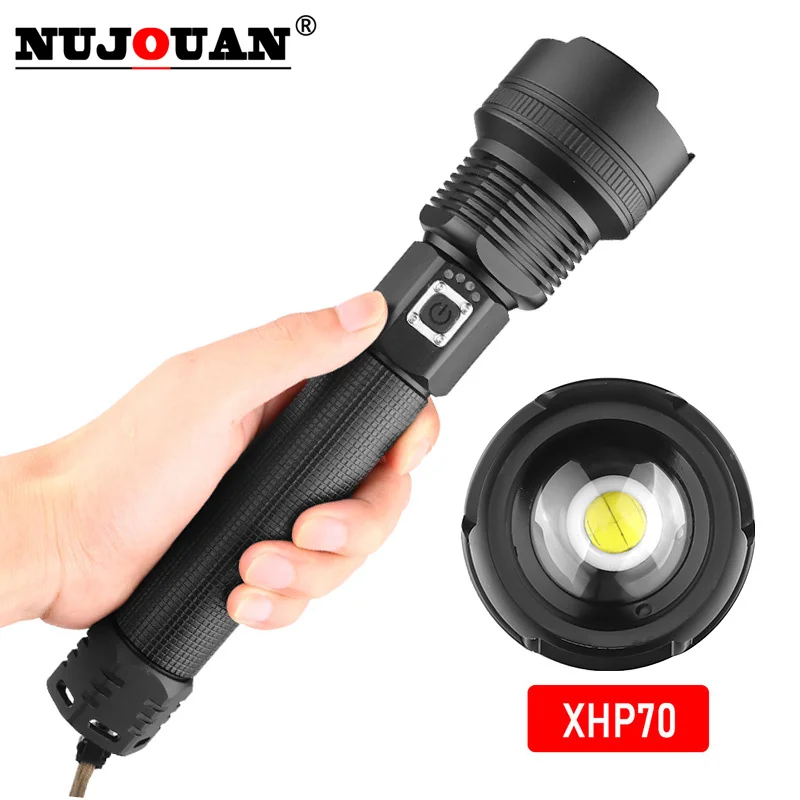 USB Rechargeable Powerful LED Flashlight With T6/XHP70 Led Lantern Lithium Battery Waterproof Camping Light Zoomable Torch 18650