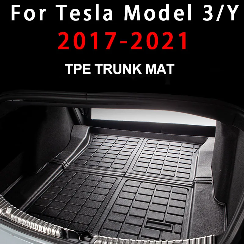 

Car TPE Rubber Rear Trunk Mat Customized Trunk Mat Floor Waterproof Tasteless Protective Pads For Tesla Model 3/Y 2017- 2021