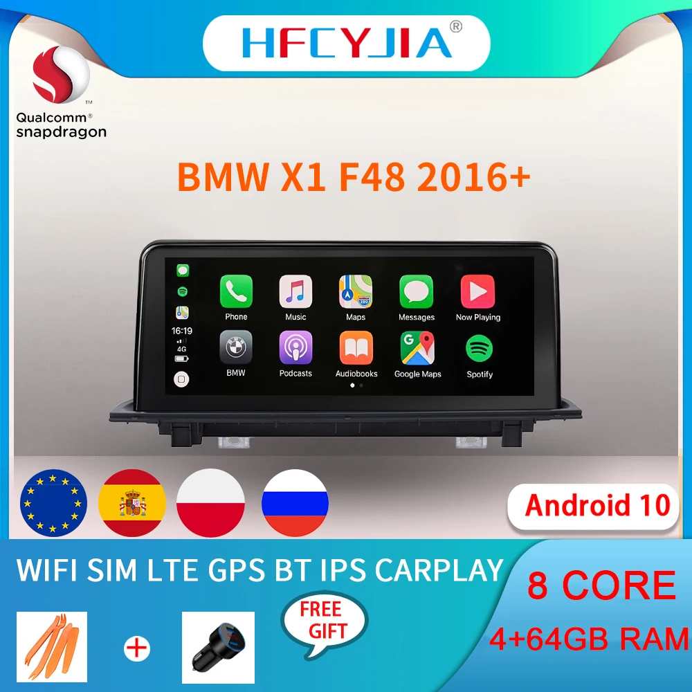 

Автомобильный радиоприемник 1920*720 Android 10 для BMW X1 F48 2016-2019 WIFI 4G 8 Core 4 + 64G BT Carplay GPS Navi мультимедийный стерео Carplay
