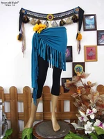 lycra cotton gothic tribal belly dance hip scarf wrap waist belt with short tassels