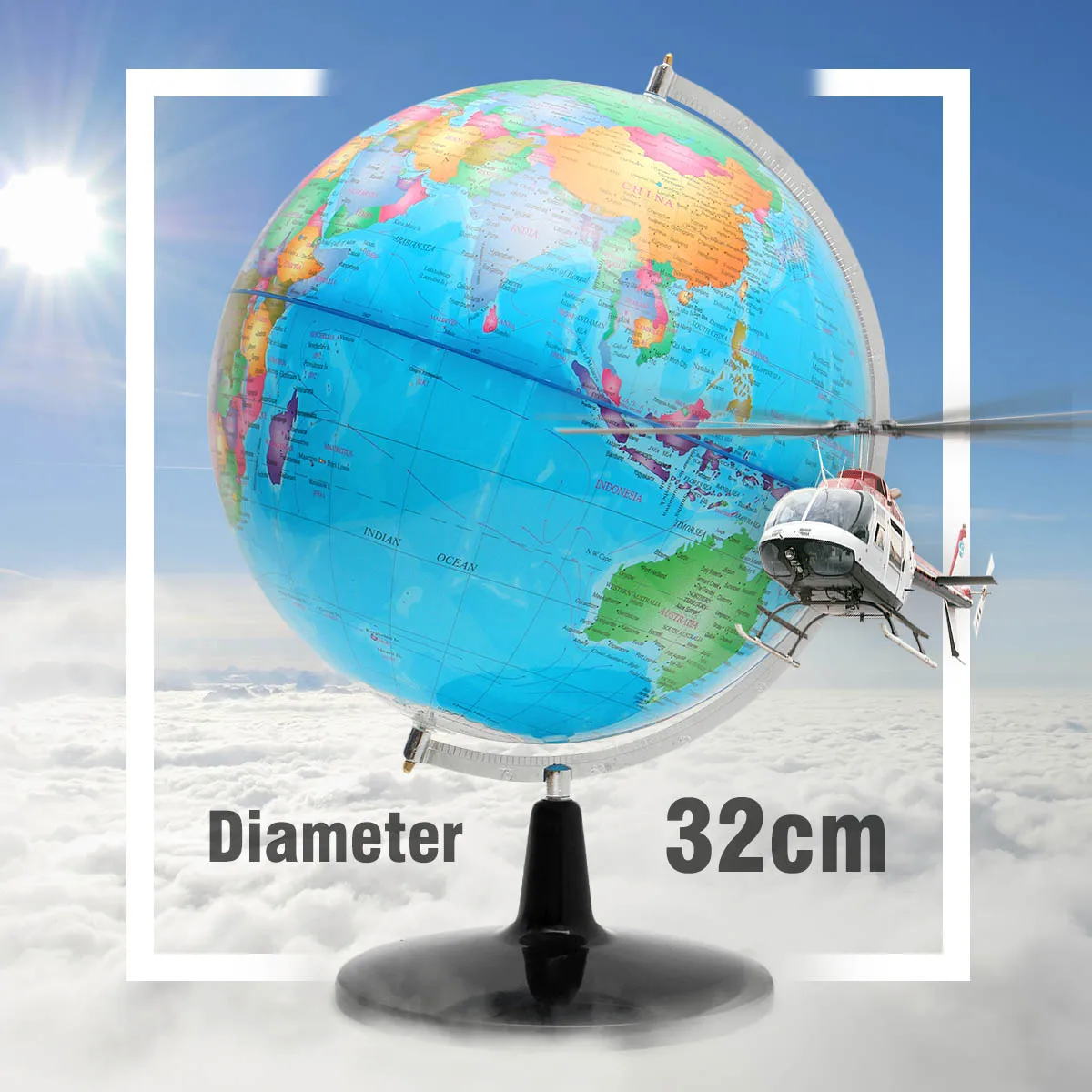 

32CM World Earth Globe Map Geography Educational Toy With Stand Home Office Ideal Miniatures Gift office gadgets