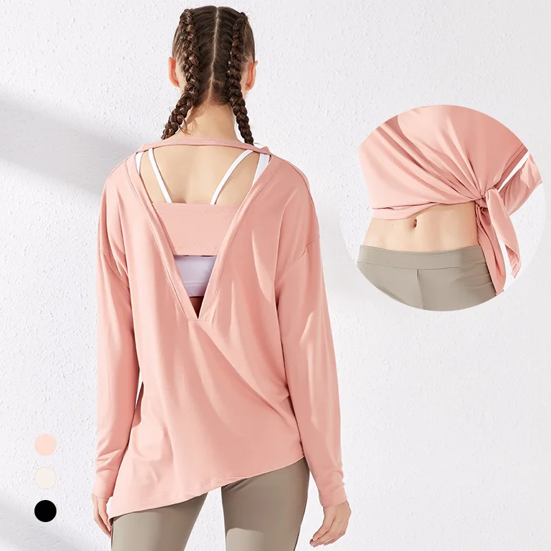 

Antibom Womens Workout Yoga Shirts Long Sleeve Running Clothes Quick Dry Hollow Exercise Breathable Sports Wear