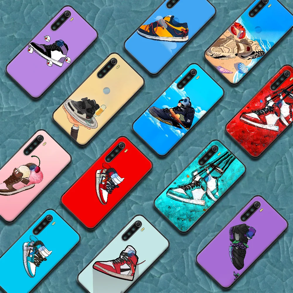 

Trend Brand Shoe Sneakers Phone Case Cover Hull For XIAOMI Redmi 7 7A 8 8A 9 9C Note 6 7 8 9 9S K20 Pro K30 black Funda Tpu