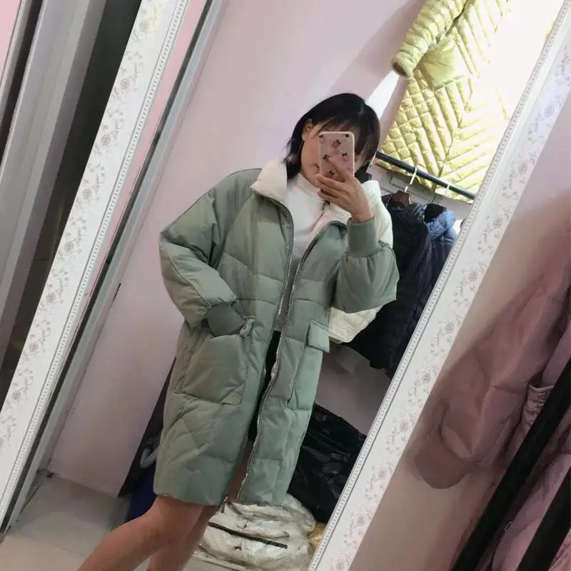 Fitaylor/зимние женские длинные парки из 90% белого утиного пуха, ультра-светильник, воротник-стойка, свободный крой, теплое плотное зимнее пальто, ветрозащитная верхняя одежда - Цвет: Green