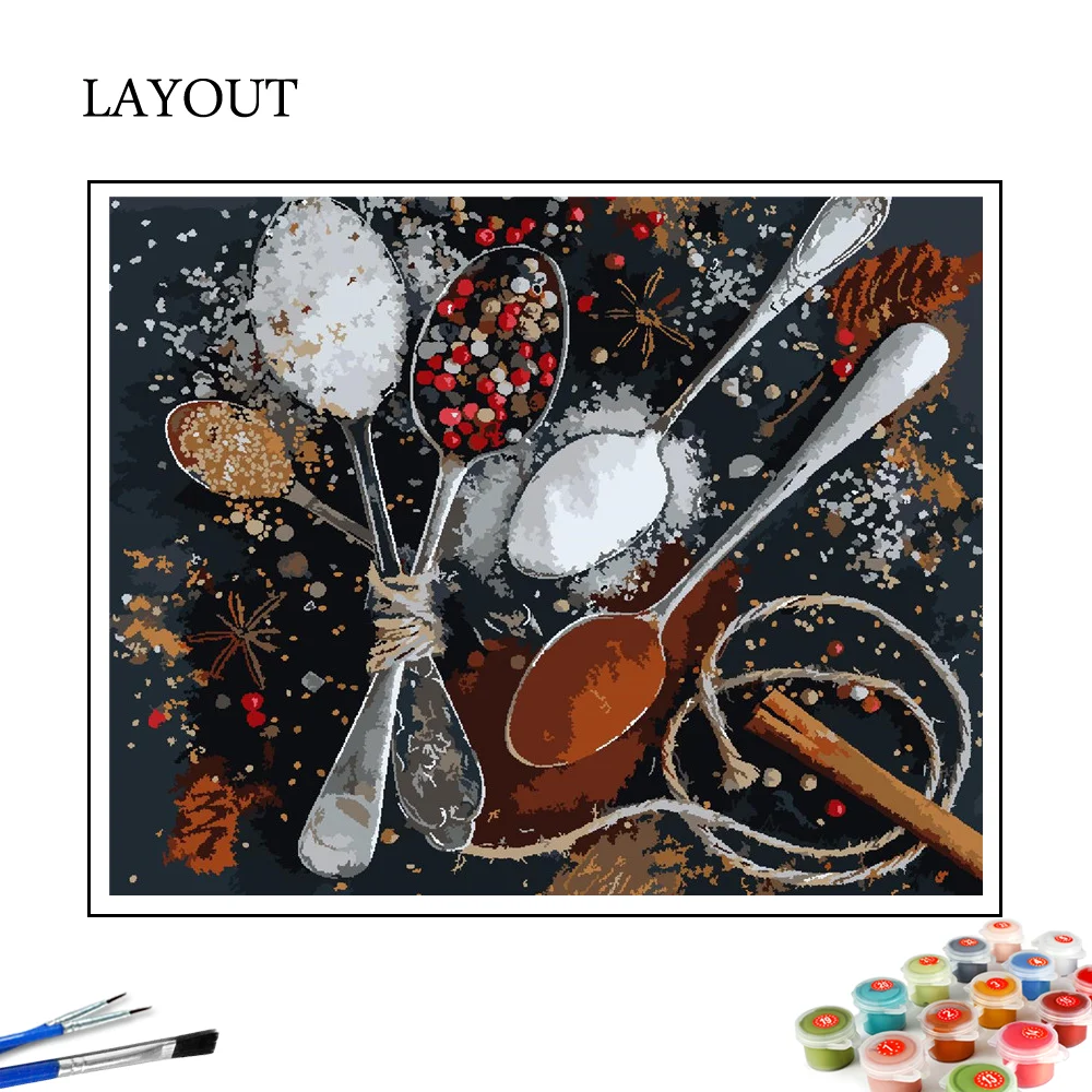 HUACAN картина по номеру еда рисование на холсте подарок DIY фотографии номерам